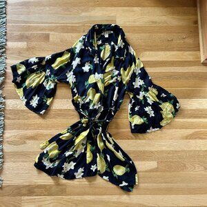 Anthropologie Under Protection Lemon Robe w/ Belt